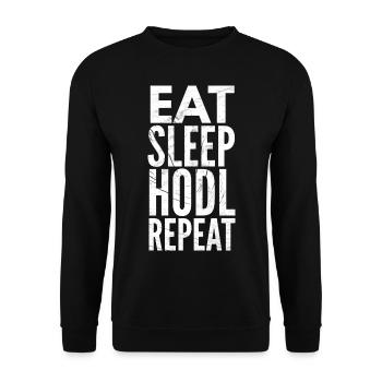 Conception de crypto-monnaie Eat Sleep HODL Repeat - Sweat-shirt Unisexe - noir - Devant - Alina (178cm) & Michal (187cm)