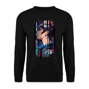 Futuristic Cyborg Woman - Unisex Sweatshirt - black - Front - Alina (178cm) & Michal (187cm)