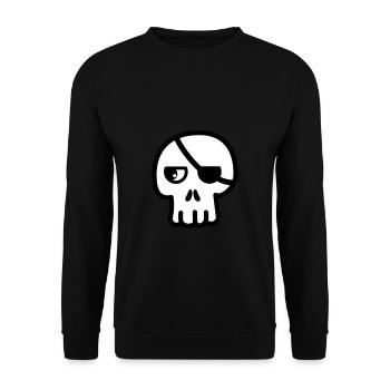 Totenkopf Augenklappe Kawaii - Unisex Pullover - Schwarz - Vorne - Alina (178cm) & Michal (187cm)