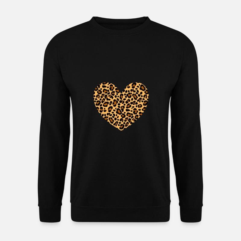 Heart Pattern Leopard Gift - Unisex Sweatshirt - black