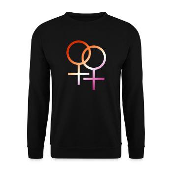 Bunter T-Shirt Entwurf des lgbt lesbischen Symbols - Unisex Pullover - Schwarz - Vorne - Alina (178cm) & Michal (187cm)