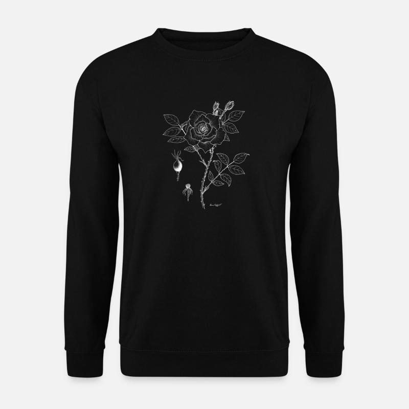 Rose Botanical Plate - Unisex Pullover - Schwarz
