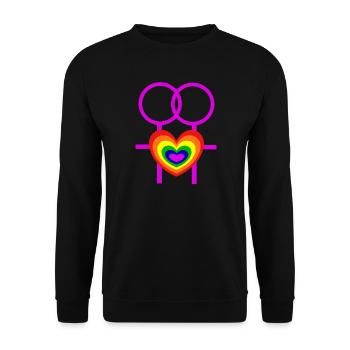 lesbisch Frauen weibliche Symbole CSD - Unisex Pullover - Schwarz - Vorne - Alina (178cm) & Michal (187cm)