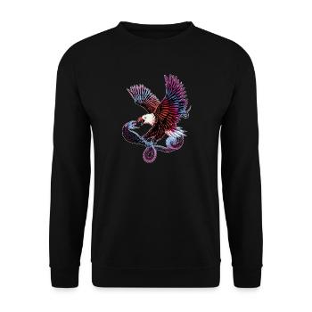 Eagle and snake - Unisex Sweatshirt - black - Front - Alina (178cm) & Michal (187cm)