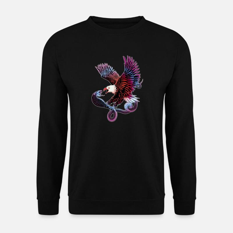 Adler und Schlange - Unisex Pullover - Schwarz
