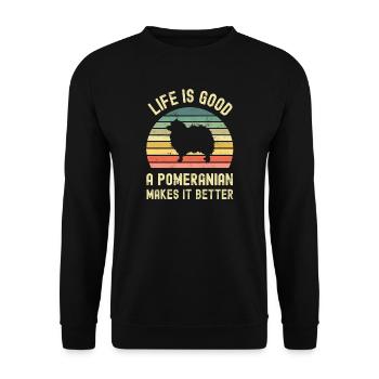 Hund Pomeranian - Unisex Pullover - Schwarz - Vorne - Alina (178cm) & Michal (187cm)