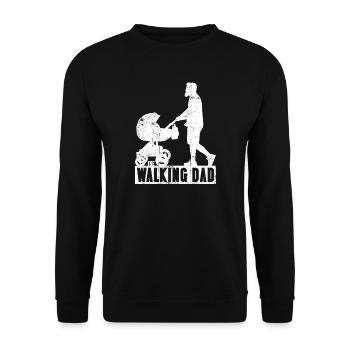 Walking Dad Silhouette with Stroller - Unisex Sweatshirt - black - Front - Alina (178cm) & Michal (187cm)