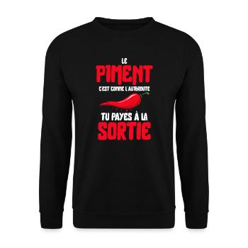 Piment humour bouffe rigolo rouge manger cuisto - Sweat-shirt Unisexe - noir - Devant - Alina (178cm) & Michal (187cm)