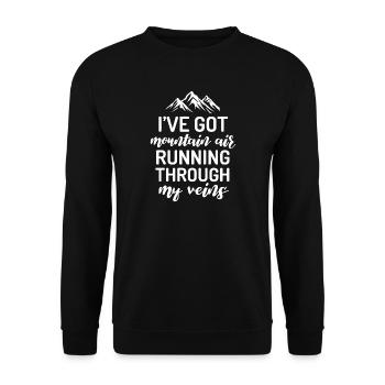 Ich habe Bergluft, die durch meine Adern fließt - Unisex Pullover - Schwarz - Vorne - Alina (178cm) & Michal (187cm)
