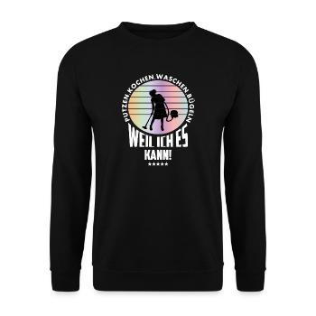 Hausfrau kann ! - Unisex Pullover - Schwarz - Vorne - Alina (178cm) & Michal (187cm)
