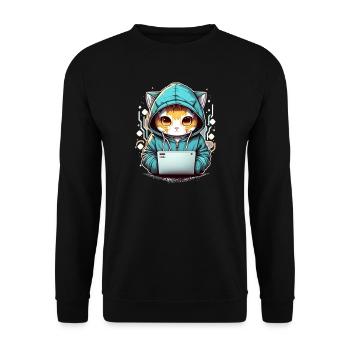 Coding cat - Unisex Pullover - Schwarz - Vorne - Alina (178cm) & Michal (187cm)
