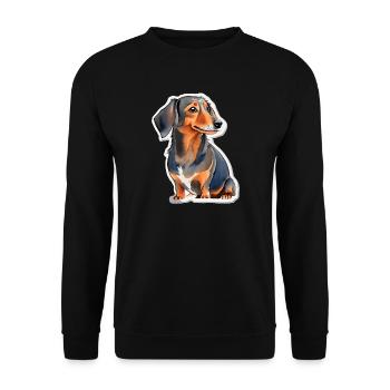 Dackel - Unisex Pullover - Schwarz - Vorne - Alina (178cm) & Michal (187cm)