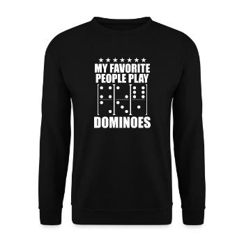 Domino Spiel Design - Unisex Pullover - Schwarz - Vorne - Alina (178cm) & Michal (187cm)