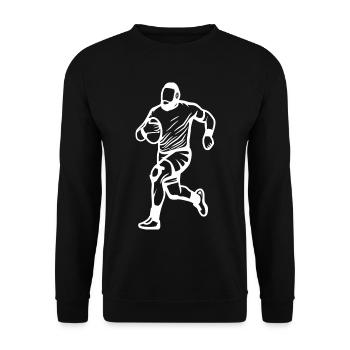 Rugby Spieler - Unisex Pullover - Schwarz - Vorne - Alina (178cm) & Michal (187cm)