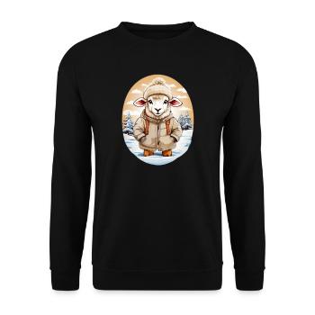Schaf kuschelig süß - Unisex Pullover - Schwarz - Vorne - Alina (178cm) & Michal (187cm)