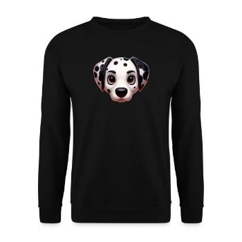 Dalmatiner Baby Kopf Comic Cartoon - Unisex Pullover - Schwarz - Vorne - Alina (178cm) & Michal (187cm)