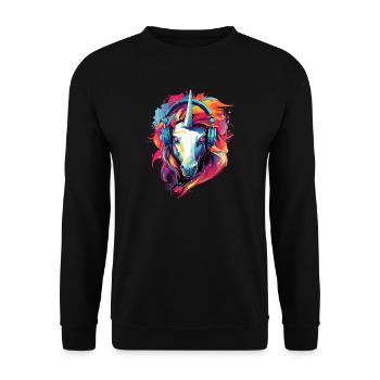 Unicorn with Headphones Music Mythical Beast Unicorns - Unisex Sweatshirt - black - Front - Alina (178cm) & Michal (187cm)