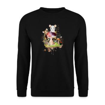 Two cute mice playing with colorful mushrooms - Unisex Sweatshirt - black - Front - Alina (178cm) & Michal (187cm)