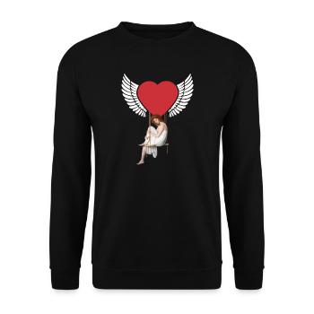 Coeur Fille Femme Ailes Fantaisie Saint-Valentin Fantaisie - Sweat-shirt Unisexe - noir - Devant - Alina (178cm) & Michal (187cm)