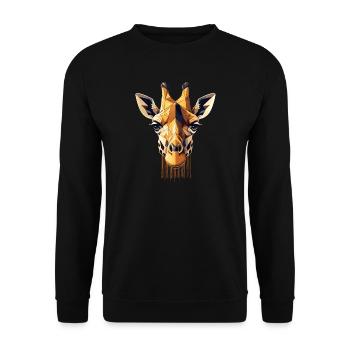 Geometric Giraffe Head Polygons Motif - Unisex Sweatshirt - black - Front - Alina (178cm) & Michal (187cm)
