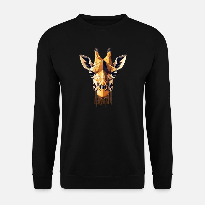 geometrischer Giraffen Kopf- Polygonen Motiv - Unisex Pullover - Schwarz