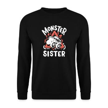 Monstertruck-Schwester - Unisex Pullover - Schwarz - Vorne - Alina (178cm) & Michal (187cm)