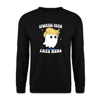 Scarier than Fake News - Halloween Ghost USA - Unisex Sweatshirt - black - Front - Alina (178cm) & Michal (187cm)