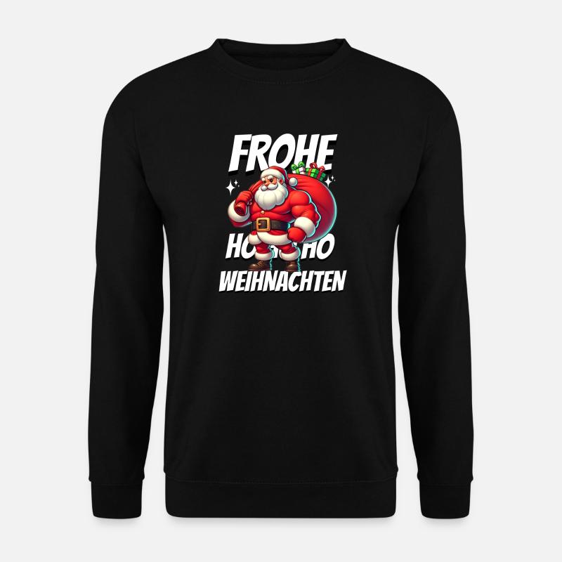 Muskel Weihnachtsmann Frohe Weihnachten - Unisex Pullover - Schwarz