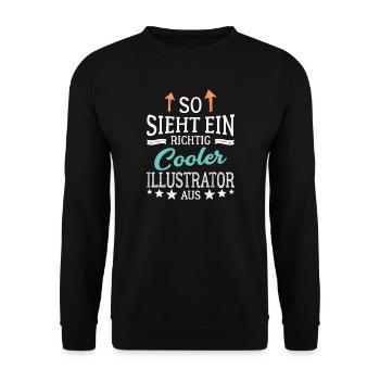So sieht ein richtig cooler Illustrator aus - Unisex Pullover - Schwarz - Vorne - Alina (178cm) & Michal (187cm)