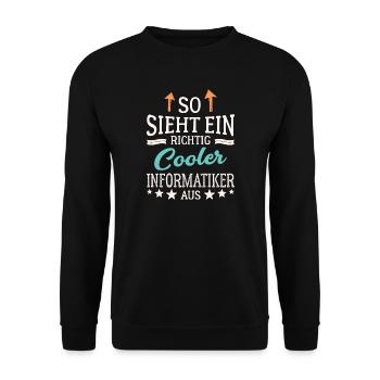 So sieht ein richtig cooler Informatiker aus - Unisex Pullover - Schwarz - Vorne - Alina (178cm) & Michal (187cm)
