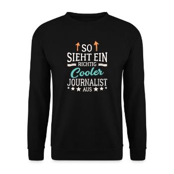So sieht ein richtig cooler Journalist aus Presse - Unisex Pullover - Schwarz - Vorne - Alina (178cm) & Michal (187cm)