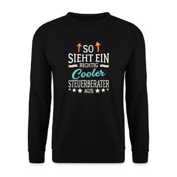 So sieht ein richtig cooler Steuerberater aus - Unisex Pullover - Schwarz - Vorne - Alina (178cm) & Michal (187cm)
