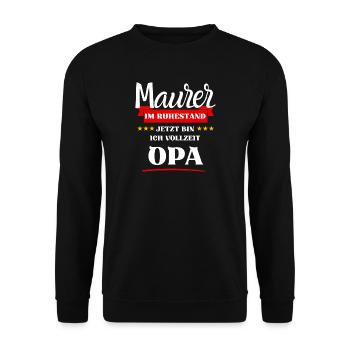 Maurer Opa - Unisex Pullover - Schwarz - Vorne - Alina (178cm) & Michal (187cm)