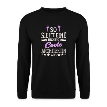 So sieht eine richtig coole Architektin aus - Unisex Pullover - Schwarz - Vorne - Alina (178cm) & Michal (187cm)