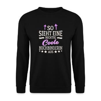 So sieht eine richtig coole Buchbinderin aus - Unisex Pullover - Schwarz - Vorne - Alina (178cm) & Michal (187cm)