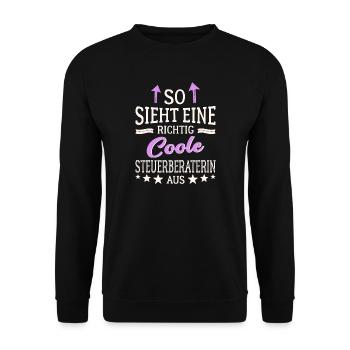 So sieht eine richtig coole Steuerberaterin aus - Unisex Pullover - Schwarz - Vorne - Alina (178cm) & Michal (187cm)