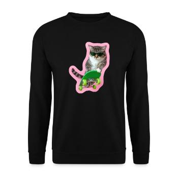 Cool Cat: Board-Style pur - Unisex Pullover - Schwarz - Vorne - Alina (178cm) & Michal (187cm)