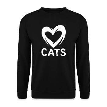 cats Liebe - Herzsymbol für Katzenfreunde - Unisex Pullover - Schwarz - Vorne - Alina (178cm) & Michal (187cm)