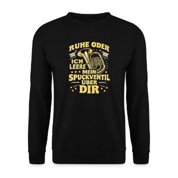 Tuba - Ruhe oder ich leere Spuckventil - Tubist - Unisex Pullover - Schwarz - Vorne - Alina (178cm) & Michal (187cm)