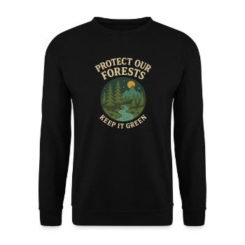 Forest protection nature motif - Unisex Sweatshirt - black - Front - Alina (178cm) & Michal (187cm)