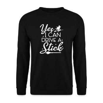 Whimsical Witch Riding Broom Illustration - Unisex Sweatshirt - black - Front - Alina (178cm) & Michal (187cm)