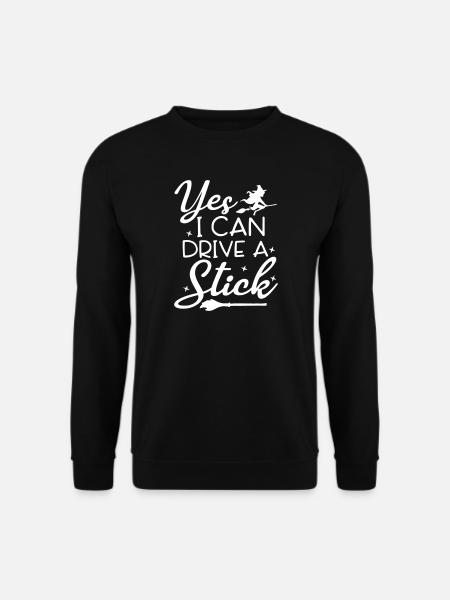 Whimsical Witch Riding Broom Illustration - Unisex Sweatshirt - black