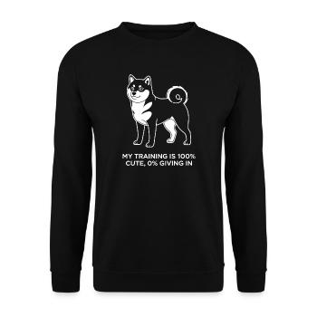 My workouts are 100% sweet, 0% give in - Unisex Sweatshirt - black - Front - Alina (178cm) & Michal (187cm)