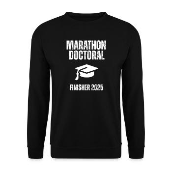 Finisher Doktorandenmarathon 2025 - Unisex Pullover - Schwarz - Vorne - Alina (178cm) & Michal (187cm)