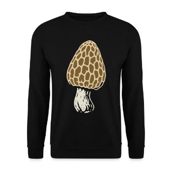 Morchel - Pilzsammler - Pilze - Spruch - Unisex Pullover - Schwarz - Vorne - Alina (178cm) & Michal (187cm)