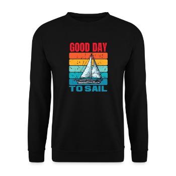 Good Day To Sail Distressed Retro Vintage Sailboat - Unisex Sweatshirt - black - Front - Alina (178cm) & Michal (187cm)