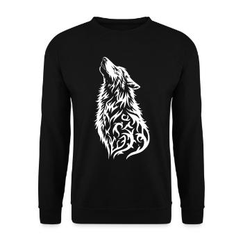 Wild Wolf Head Tattoo Design - Unisex Sweatshirt - black - Front - Alina (178cm) & Michal (187cm)
