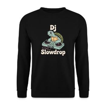 DJ Slowdrop Turtle à la cabine du DJ - Sweat-shirt Unisexe - noir - Devant - Alina (178cm) & Michal (187cm)