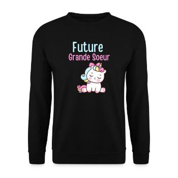 Future Big Sister Unicorn - Unisex Sweatshirt - black - Front - Alina (178cm) & Michal (187cm)
