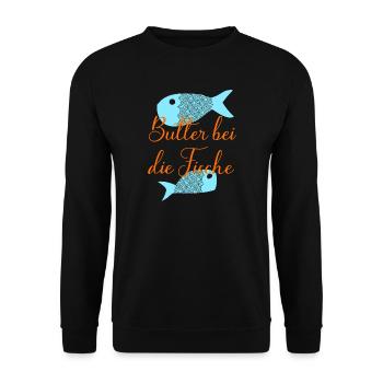 Butter bei die Fische - Unisex Pullover - Schwarz - Vorne - Alina (178cm) & Michal (187cm)